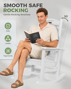 Outdoor Rocking Chair, HDPE Patio Rocking Chair, All Weather,White | Relax in Every Gentle Rock,Create Comfort Wherever You Love,Enjoy Your Me Time,Withstand Changing Seasons,Timeless Style