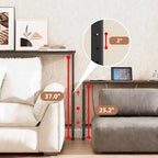 Keelian 78 inch Behind Couch Table with Outlets Sofa Table Rustic Brown | Adjustable Height(25"-37"),Skinny Couch Shelf with Charging Station,Long Entryway Tables for Living Room