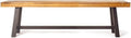 Saiveina Outdoor Carlisle Benches, Sandblasted Brown + Rustic Metal (Set of 2)