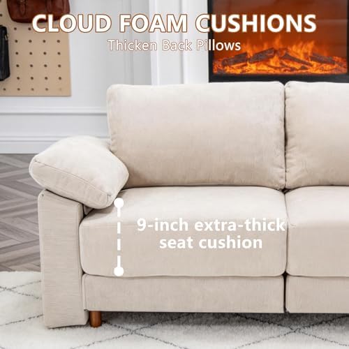 Oversized L Shaped Sectional Couch for Living Room, Extra Large Deep Seat Modular Sectional Sofa with Washable Covers, Modern Cloud Couch for Apartment, Bedroom, Beige