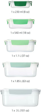 Joseph Joseph Nest Lock, 10 Piece Plastic Food Storage Container set with lids, Leak Proof, Airtight, Space Saving, Kitchen Storage, BPA free - Sage Green