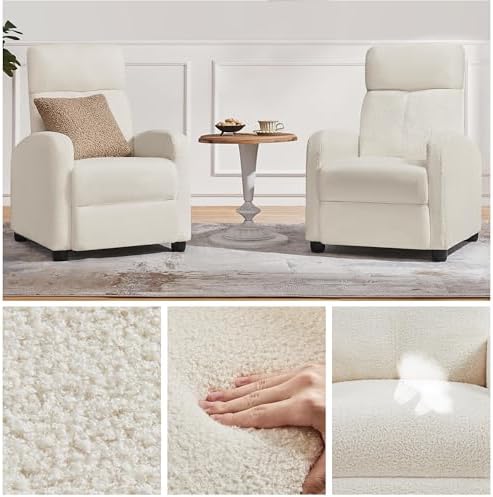 Yaheetech Recliner Chair with 3 Adjustable Angles Living Room Chairs Ivory