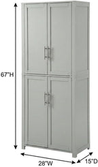 Furnifact Gray Tall Kitchen Storage Pantry, MDF Birch Veneer, Adjustable Shelves, Freestanding Pantry Cabinet for Kitchen Dining