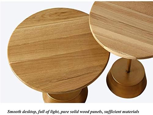 Telephone Table, Solid Wood Sofa Side Table Pedestal Tables Sofa & Console Tables Telephone Tables Round Living Room Side Table(Color:Wood Color,Size:15.7415.742
