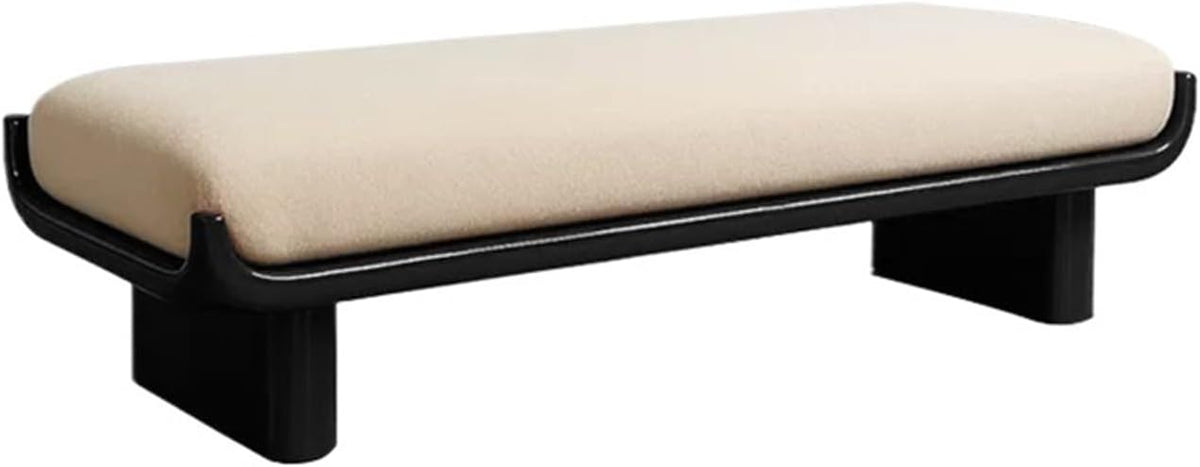 Modern Wooden and Fabric Long Shoe-Changing Bench for Living Room and Bed end Entryway(Small)