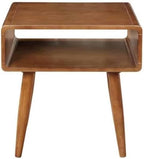 Pemberly Row Mid-Century 3-Piece Table Set, Solid Rubberwood, Rich Walnut Finish, Includes Coffee Table & 2 End Tables, Open Cubby Storage, Tapered Legs, Living Room Furniture Ensemble