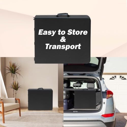 GlowSol Folding Table 4FT, Heavy Duty Portable Plastic Folding Table with Handle, Anti-Slip Feet, Waterproof, Easy to Clean, 300LBS Capacity, Foldable for Indoor Outdoor Use, Black
