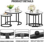aboxoo Black Nesting Coffee Glass Table Set of 2, Metal Freme Side End Tables for Living Room Bedroom for Apartment Small Place Modern Industrial Simple, 23.6D x 23.6W x 17.7H in