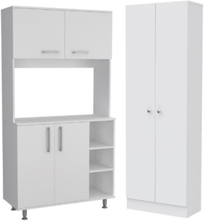 Home Square 2-Piece Set with Storage Pantry Cabinet & Two-Door Cabinet