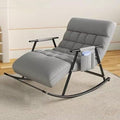Lazy Sofa Rocking Chair Double Position Glider with Storage Pocket, Soft Cushion, Metal Frame, Living Room Lounge Accent Chair(Gray)