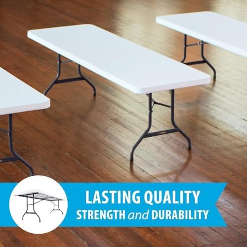 Lifetime 22980 8-Foot Commercial Folding Table, White Granite HDPE Top, Steel Frame