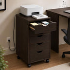 Naomi Home Under Desk Office File Cabinet with 5 Drawers, Rolling Storage Organizer with Lockable Wheels, Handle-Free Design & Spacious Top Surface, Compatible Cabinet for Home Office - Espresso