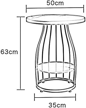 Telephone Table, Side Table Living Room 2-Tier Marble Small Round Table Sofa Corner Table Telephone Table Bedroom Bedside Table Balcony Coffee Table,19.6''×24.8'' (Color: