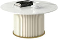 Modern Coffee Table Central end Tables for Living Room, Multifunctional Tea Snacks Center Table with Marble Desktop, Round Coffee Tables for Bedroom, Sofa, Indoor, Couch, Parlor, Dinning Room