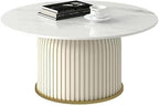 Modern Coffee Table Central end Tables for Living Room, Multifunctional Tea Snacks Center Table with Marble Desktop, Round Coffee Tables for Bedroom, Sofa, Indoor, Couch, Parlor, Dinning Room