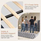 Jocisland King Bed Frame Upholstered Wingback Headboard & Footboard,Grey