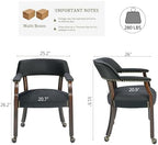 LEEMTORIG Set of 4 Large Dining Chairs with Casters and Arms, Rolling Dining Chairs with Wheels for Elderly, Ergonomic Boss Caption's Chair, 26"Dx25.2"W, Espresso Wood Legs & Black Velvet XXY-HT22-BK