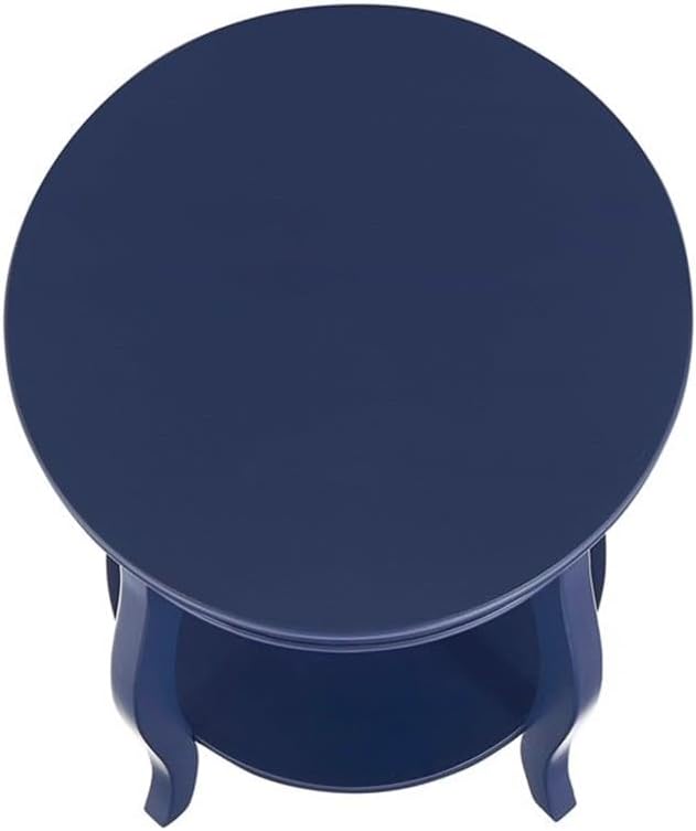 Pemberly Row Wood Accent Side Table, 18.25 x 18.25 x 24 in, Navy Blue Finish, Timber Wood and MDF, Cabriole Tapered Legs, Contemporary Design, Bottom Shelf for Storage, Functional for Living Room or