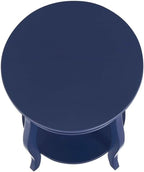 Pemberly Row Wood Accent Side Table, 18.25 x 18.25 x 24 in, Navy Blue Finish, Timber Wood and MDF, Cabriole Tapered Legs, Contemporary Design, Bottom Shelf for Storage, Functional for Living Room or