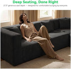 MONVANE Oversized Sectional Couch 12-Seat, Chenille, Black | Sectional Couch for Living Room, Modular Cloud Sofa with Ottoman & 12 Throw Pillows, No Assembly Required