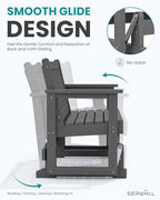 SERWALL 2 Person Patio Glider Bench, HDPE All Weather Swinging Bench, Grey