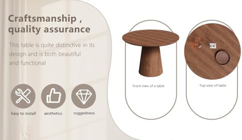43" Round Dining Table for 4,Modern Natural Wood Dining Table with Cone Wood Pedestal Base, Retro Farmhouse Solid Wood Circle Dining Room Table for Living Room Kitchen, Dining Room(Walnut)