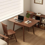 Solid Wood Small Dining Table for 2-6, 23.6"L-47.2"L Expandable Kitchen Table, Designed for Small Spaces, Easy Assembly, Suitable for Kitchen, Dining Room, Living Room, Apartment (Walnut)