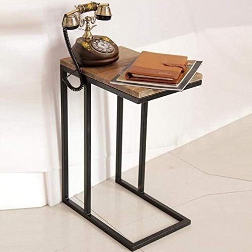 Telephone Table, C-Shaped Side Sofa Snack Table,Telephone Side Table,Solid Wood Computer Coffee Table,Bedside Desk,End Table Living Room Furniture(
