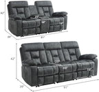 EBELLO 2 Pieces Recliner Sofa Couch Furniture Set, Overstuffed Reclining Loveseat Recliner Couch and Wide 3PC Bonded Sofa Set for Living Room, Dark Greenish-Grey