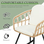 Vikiullf 3 Pieces Rocking Chairs Set - Outdoor Wicker Rattan Rocking Chairs with Thickened Cushions, Boho Patio Furniture, Patio Conversation Bistro Sets, for Balcony Garden Porch Living Room