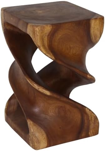 Haussmann Sculptural Double Twist Table, Solid Rain Tree Wood, Walnut‑Tone Oil