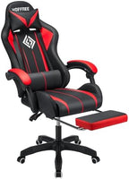 HOFFREE RGB Gaming Chair with Speakers Massage LED Lights Game Chair-Red | Bluetooth Computer Gaming Chair with Footrest Video Game Chair for Adults Ergonomic High Back Gamer Chair with Lumbar Support