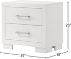 2 Drawers MDF Nightstand in Cream White Finish ﻿,for Small Spaces