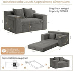 Loveseat Sofa Bed, Tri-Folding Convertible Futon Sleeper with Handle & Side Pockets, 54'' Couch with Hook and Loop No Assembly for Small Space,Living Room & Bedroom