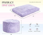 Hobestluk Bean Bag Chair Convertible 3 in 1 Beanbag Washable Giant Adult | Large,Memory Foam Filling,Lounge,Plush Faux Fur,Bean Bag Bed ,Removable Cover,Living Room Bedroom Dorm,Sleeping,Full,Purple