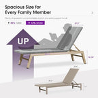 PURPLE LEAF Oversize Outdoor Chaise Lounge Set of 2 Champagne Frame, Black | 3-Year Color Retention PE Rattan, 2.4" Thickened Aluminum Frame, 16.14" Knee-Friendly Height, French-Inspired Style