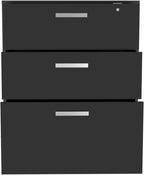 3 Drawers Storage Cabinet with Casters Lions Office, Black Wengue Finish