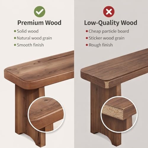 24" 31" 35" 39" 47" 59" Wooden Entryway Bench, Modern Dining Benches, End of Bed Bench for Bedroom, Dining Room, Hallway, Living Room, Wood Ladder Plant Stand(L24xW7.9xH13.8inch)