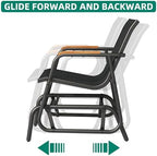 YITAHOME 3 Piece Patio Glider Set Textilene Gliders Outdoor Furniture Black | Heavy-duty Patio Glider Set w/Breathable Fabric, Smooth Gliding, Wooden Armrest, Tempered Glass Table, Easy Assembly Cleaning