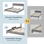 Allewie King Size Upholstered Bed Frame Adjustable Headboard, Light Grey