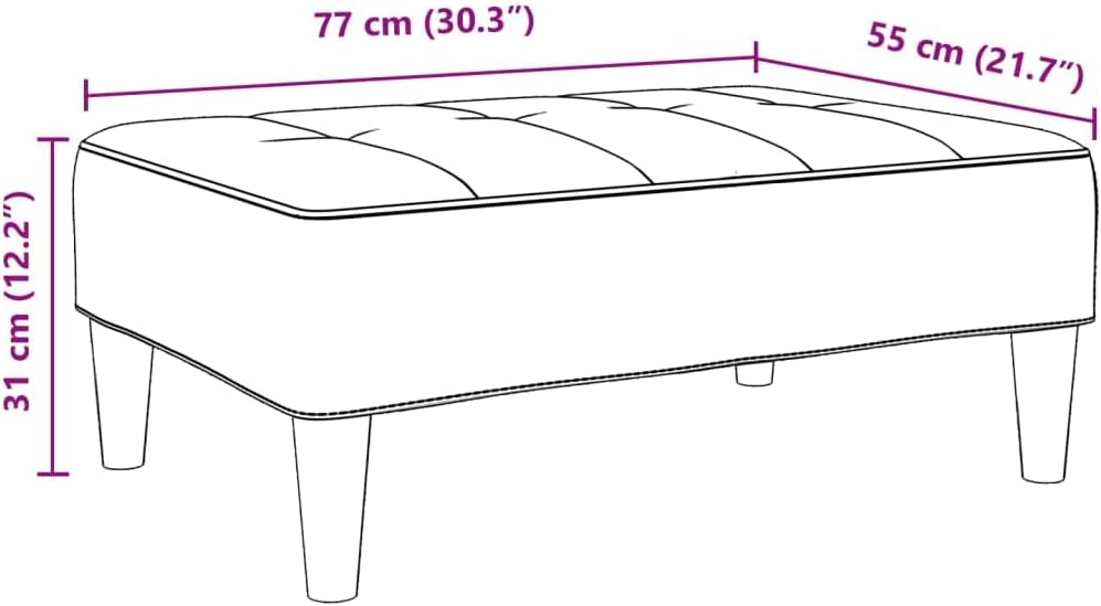 Modern Fabric Footstool Black, Cozy and Stable Footrest for Sofa or Recliner, Compact Size with Plywood Frame for Living Room