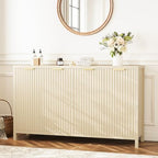 Fluted Buffet Cabinet with Storage, 55" Sideboard Cabinet with 4 Doors, Modern Credenza Accent Console Cabinet Coffee Bar Table for Living Room Dining Room Hallway, Natural