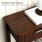 HOKYHOKY Fluted Console Table with Drawers, 47.1" Entryway Table, Walnut | with Storage Shelf, Modern, Narrow Skinny, Behind Couch Wood Sofa Table, for Living Room Hallway Entrance Foyer