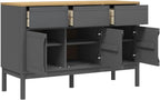Grey Solid Pine Wood Sideboard with Engineered Wood Construction, Modern Storage Furniture for Dining Room and Living Room, Spacious Drawers and Doors for Organization