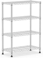 M MZG 1000 lbs Storage Shelving Steel Heavy Duty 4-Tier Utility Shelving Unit Steel Organizer Wire Rack for Home,Kitchen,Office,Chrome (13.7" D x 29.5" W x 47.2" H)