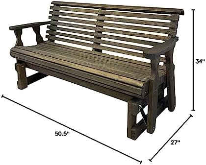 Amish Heavy Duty 800 Lb Roll Back Pressure Treated Porch Glider (4 Foot, Dark Walnut Stain)