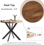 Homedot 37" Round Table Set for 4 Person, Modern Kitchen Table Set, Imitation Wood Dining Table with Space Saving Dining Chairs, Dark Green Velvet Side Chairs
