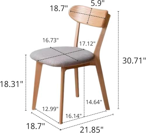 100% Solid Wood Dining Room Chairs - Practical Kitchen Chairs - Wood Chair for Dining Room, Kitchen (6, Natural with Grey Cushion)