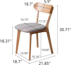 100% Solid Wood Dining Room Chairs - Practical Kitchen Chairs - Wood Chair for Dining Room, Kitchen (6, Natural with Grey Cushion)