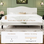 HA CERLIN King Size Bed Frame with Curved Wingback Headboard,Soft White